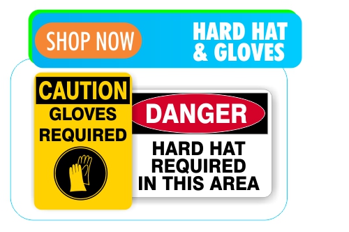 hard hat and glove safety signs